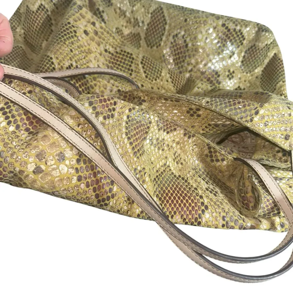 Sorial Gold Snakeskin Embossed Leather Tote Bag Shoulder Shopper